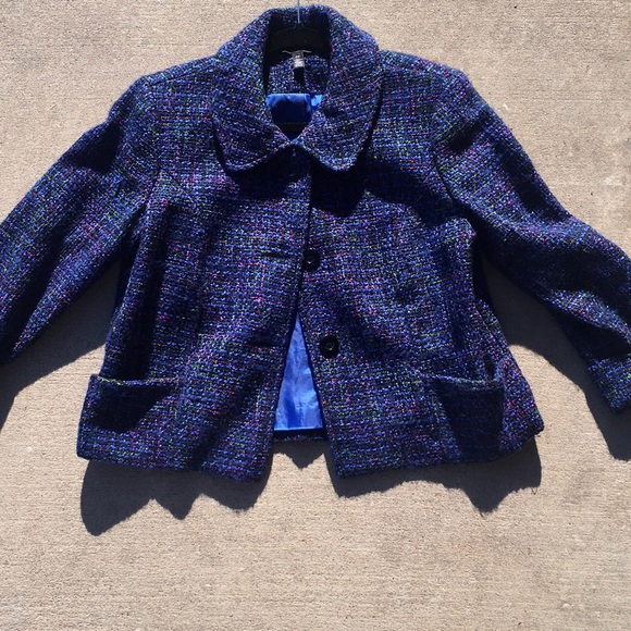 crop jacket • tweed • blue/multi-color • petite